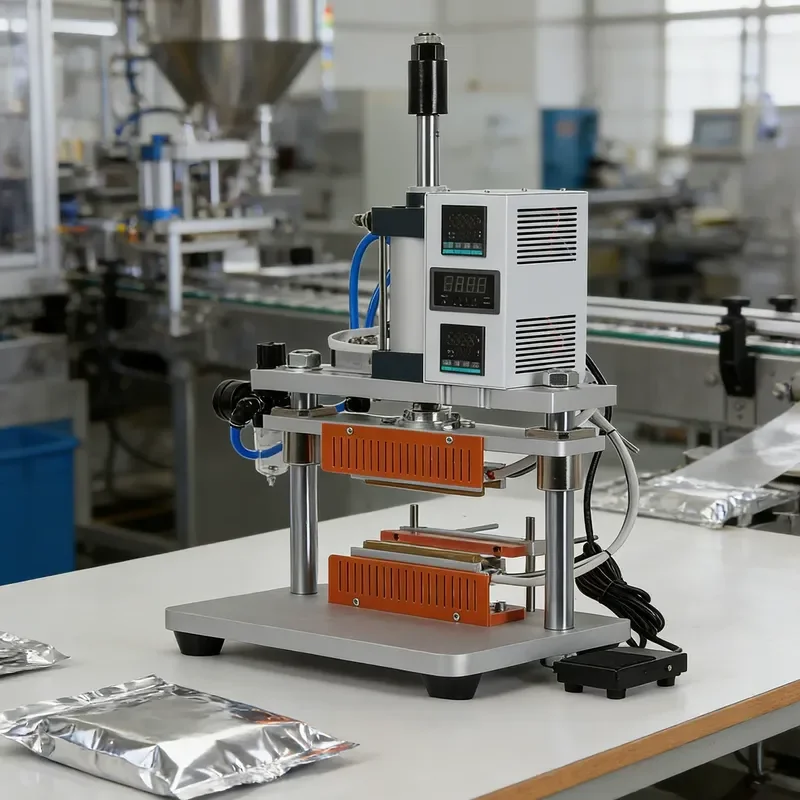 Pneumatic Hot Pressing Sealing Machine for PP Plastic Bag Aluminum Foil Bag Kraft Paper Packaging Bag Press Sealer