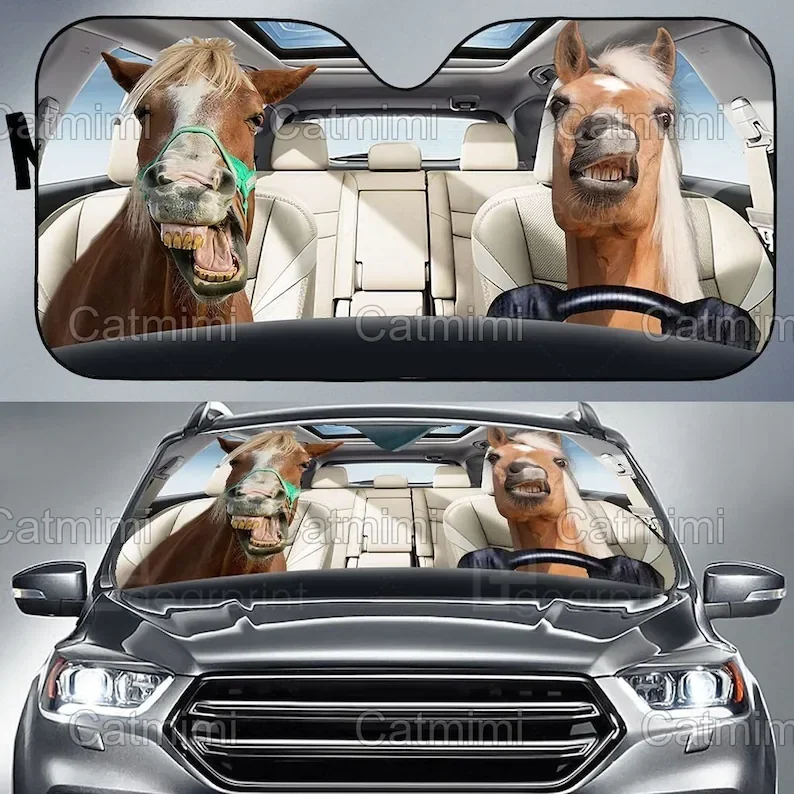 Horse Car Sun Shade, Car Decoration, Funny Horse Sun Shade, Gifts For Her MCL152006N0