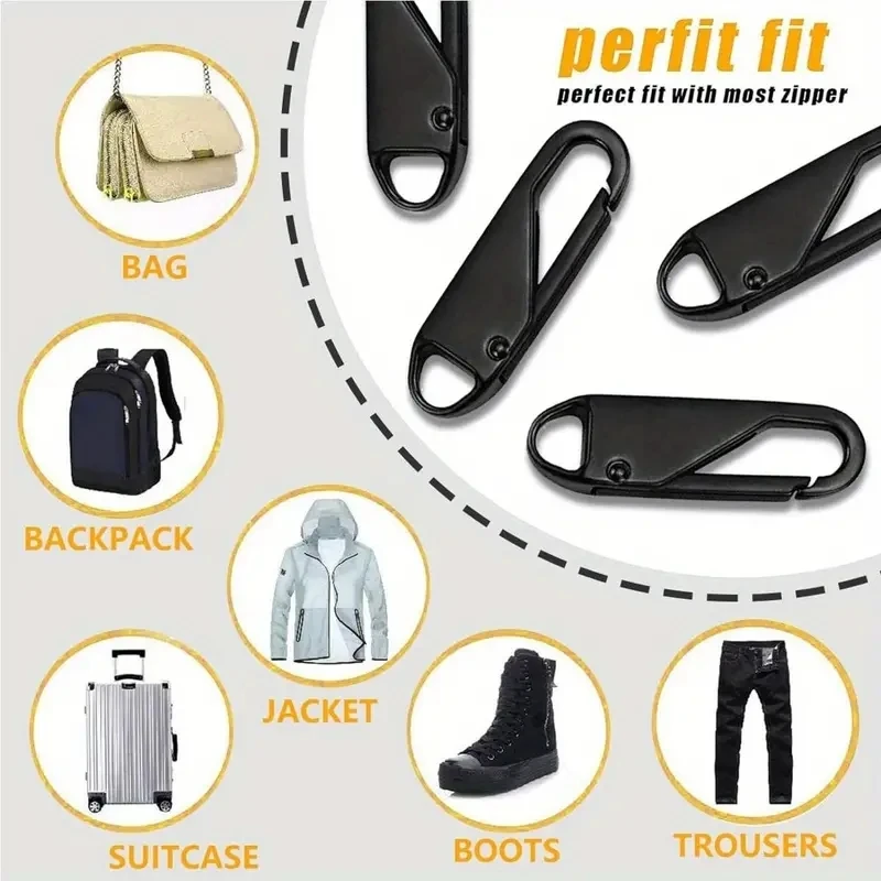 بدائل بسحاب ، سهلة التركيب ، قابلة لإعادة الاستخدام ، رؤوس قابلة للفصل ، حقائب سفر ، ملابس ، حقائب ظهر ، أحذية ، محافظ ، 4 أعداد