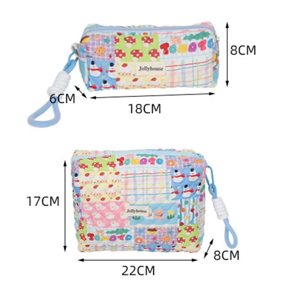 Women Large Capacity Quilting Makeup Bag Portable Cotton Clutch Cosmetic Storage Bag Pouch Bag Travel Toiletry Bag