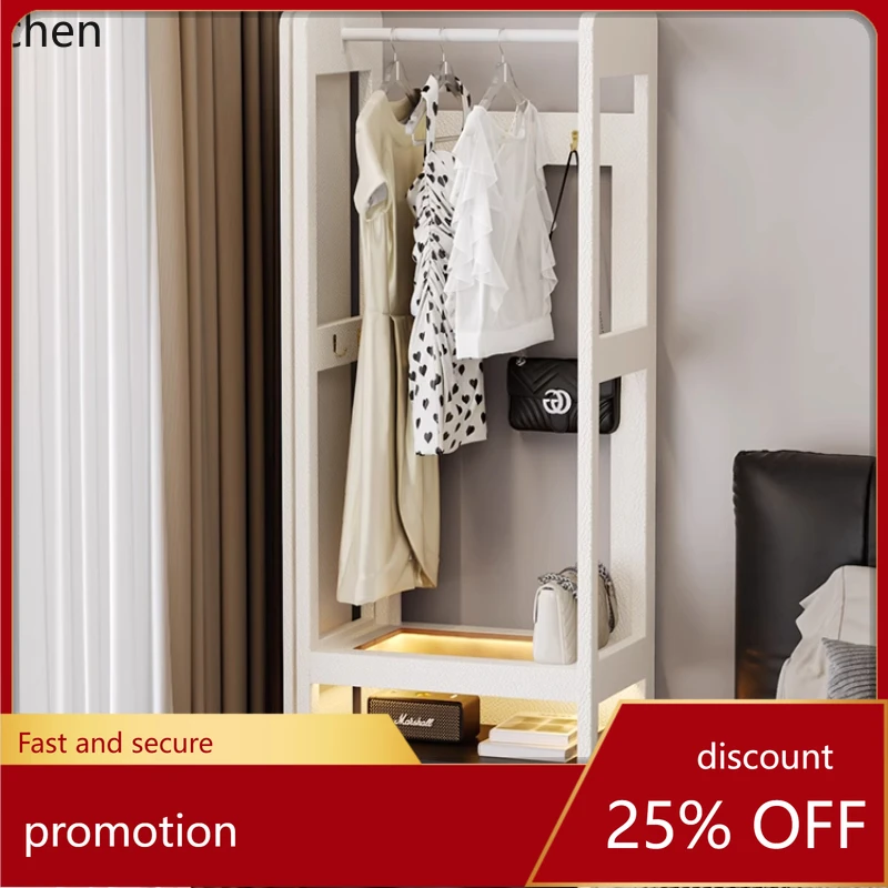 

HT Home Bedroom Movable Storage Shelf Modern Simple Coat Rack with Full Mirror