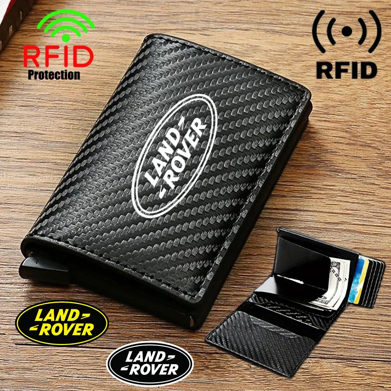 Anti Thief Rfid Credit Card Carbon Fiber Leather PU Men Wallet Gift For Land Rover Sport Range Rover Velar Evoque Car Accessoriy