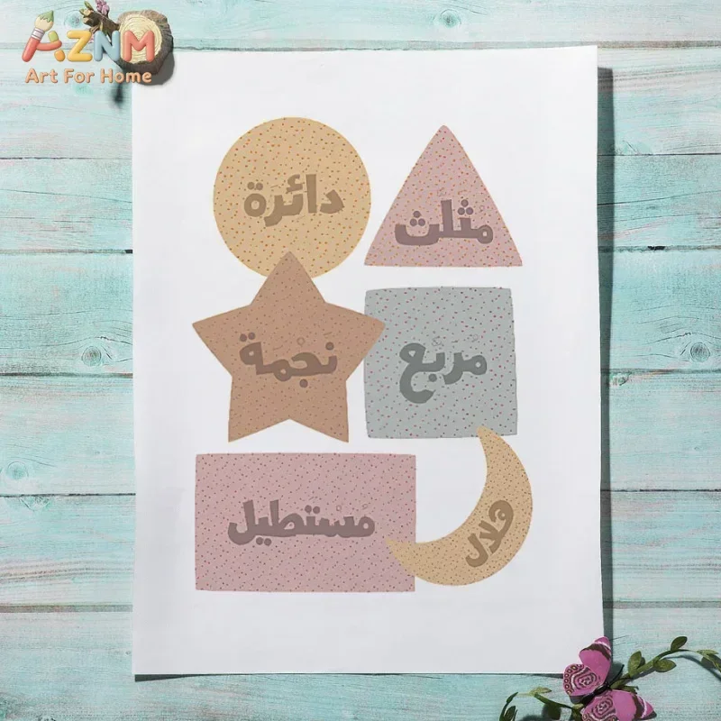 Arabic Wall Art English Alphanumeric Month Week Learn Education Print Canvas Painting Kids Poster Home School Class Decoration view 3