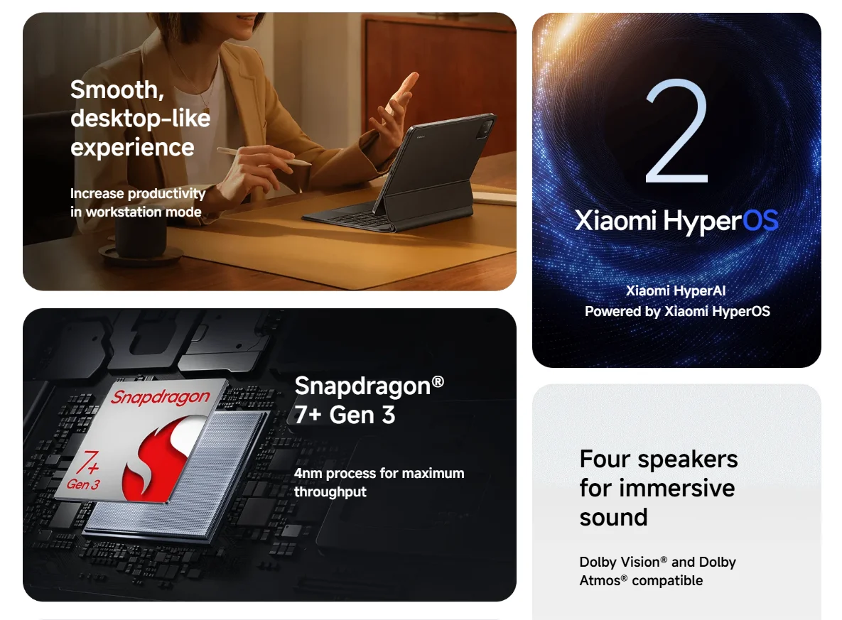 Image 3: Xiaomi Pad 7 Version Globale 11,2'' Écran 144Hz 3,2K Processeur Snapdragon 7+ Gen 3 Octa-core 8850mAh