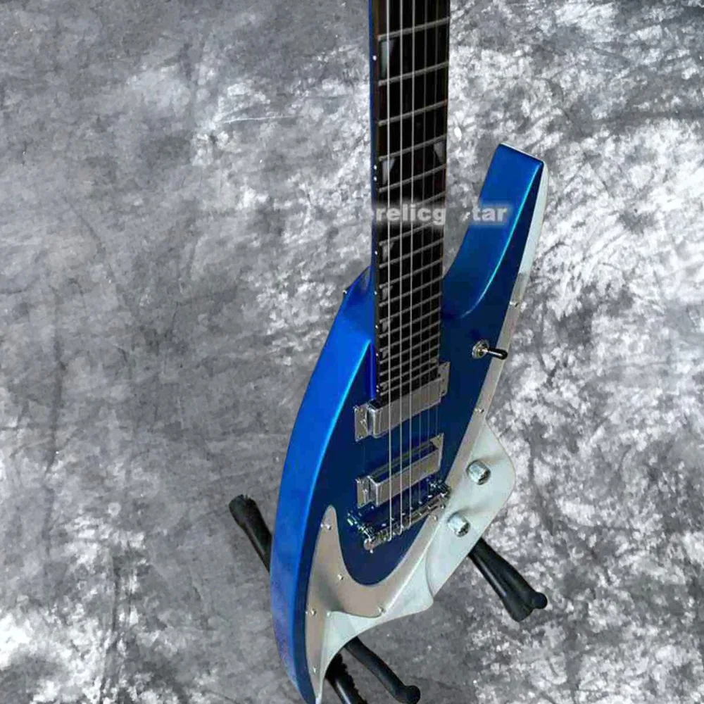 Shark Metallic Blue Electric Guitar Mini Humbukcer Pickups Wrap Arround Tailpiece Mirror Pickguard