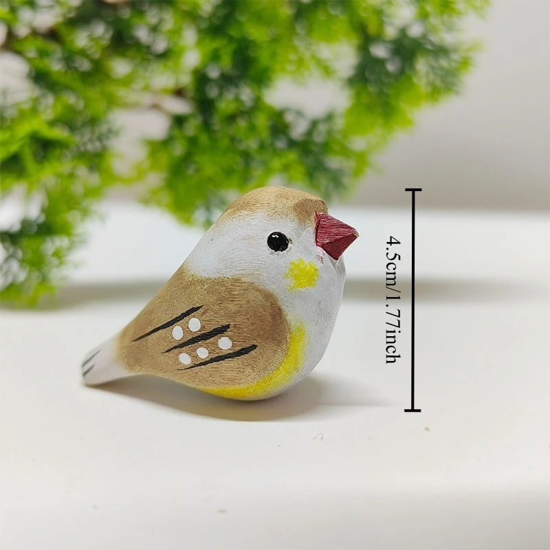 Hand Carved Wood Mini Chubby Bird Cute Creative Pendant Handmade Wood Craft Ornament Adorable Animal Bag Charm Decor Unique Gift