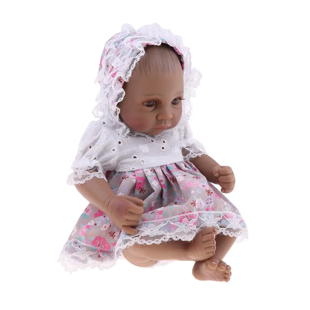 Silicone 11inch baby Girl Doll African Doll - Black Skin