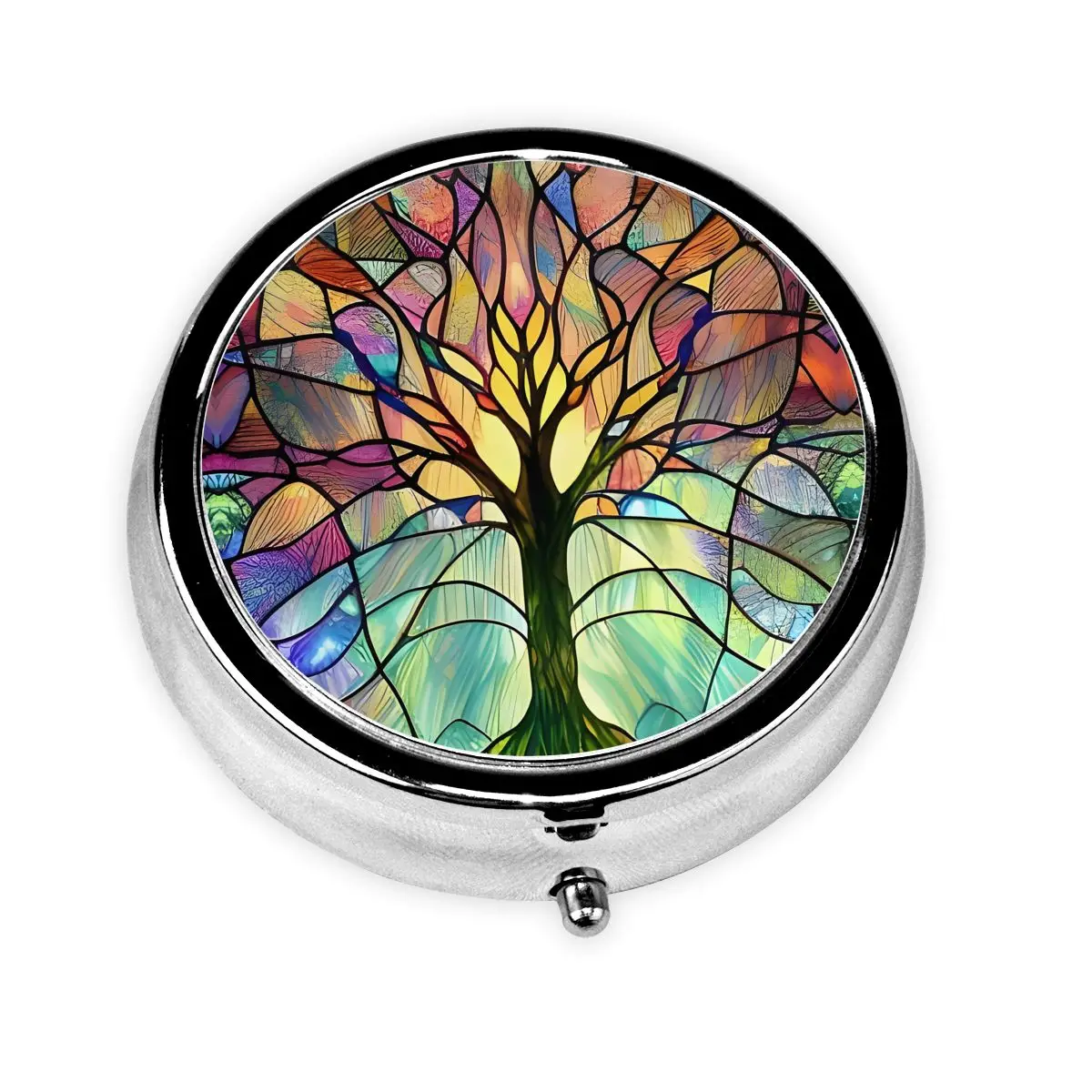 

Персонализированный витраж, винтажное дерево, художественная коробка для таблеток, красочная живопись, 3 отделения, небольшой контейнер для таблеток, аптечка, диспенсер