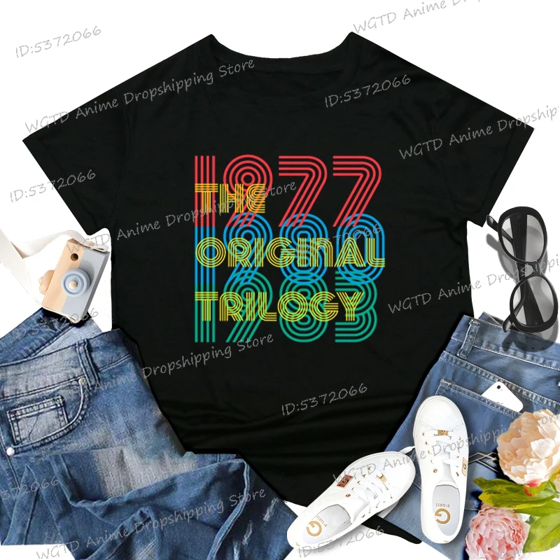 Women's Clothing Graphic 1977 1980 1983 The Original Trilogy Print T Shirt Short Sleeve Ladies Vintage Tops Streetwear T-shirts