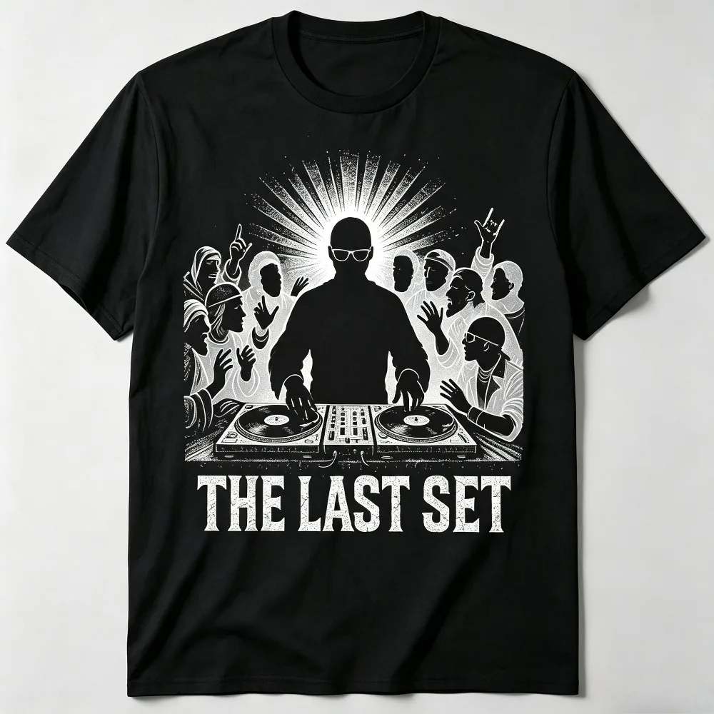 Sunglasses DJ Silhouette Party Crowd Graphic Print Men T-Shirt Vintage EDM Music Casual Crew Neck Short Sleeve Tee