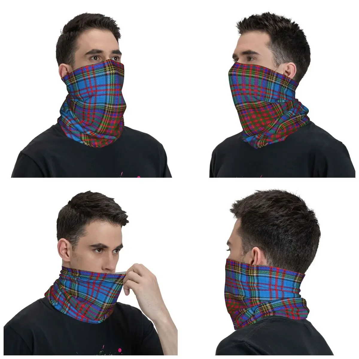 Geometric Plaid Clan Tartan Neck Gaiter Women Men UV Protection Winter Fashion Gingham Bandana Scarf for Hiking