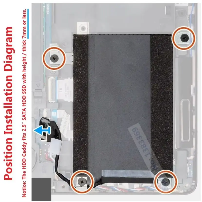Primary 2.5 HDD SSD Hard Drive Caddy Bracket Tray Frame Holder Cable Connector for Dell Latitude 5510 5511 5500 5501 5502 5505