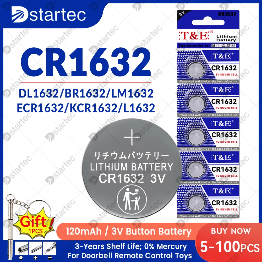 CR1632 CR 1632 Lithium Batteries For Toys Clock Watch Remote Control DL1632 BR1632 CR1632-1W LM1632 ECR1632 3V Button Coin Cell