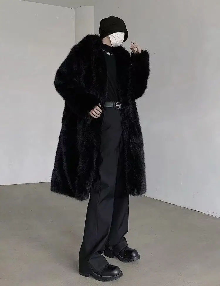 الشتاء رشاقته معطف مقنع الرجال الاصطناعي الثعلب الفراء مكافحة ناقص 20 درجة معطف بأكمام طويلة العصرية موضة أفخم القمم الذكور
