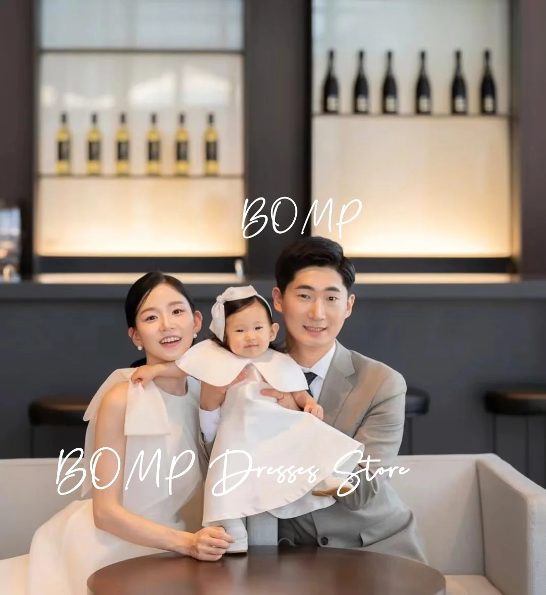 BOMP – robe de mariée sirène ivoire coréenne, épaules dénudées, Simple, manches courtes, en Satin, personnalisée, jolies robes de soirée de mariée