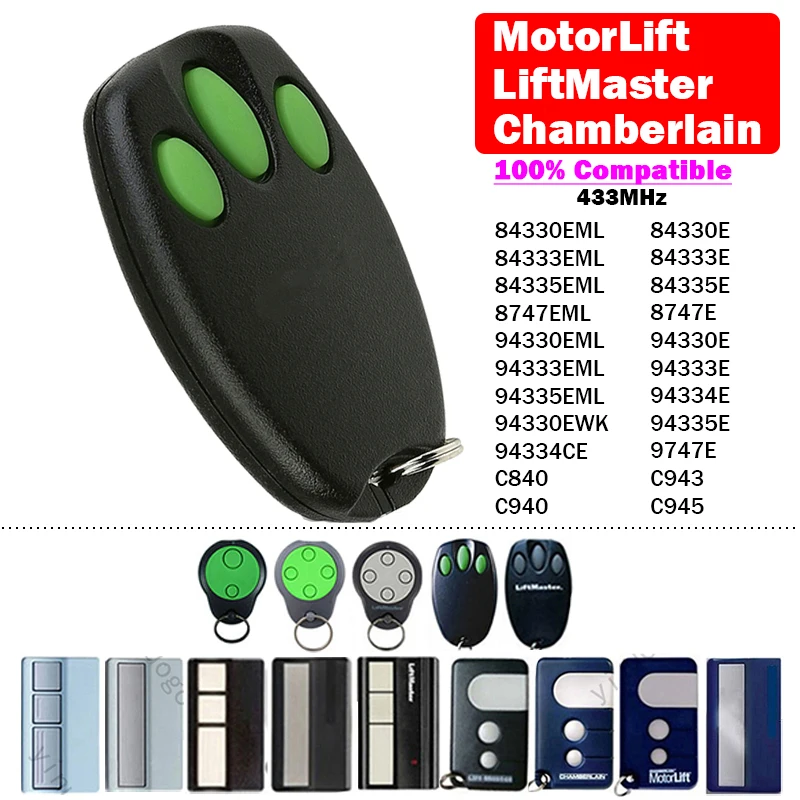 LiftMaster Chamberlain 433MHz Garage Door Remote Control For 94335E 94330E 94334E 94333E 94330EML 94333EML 94335EML 94334CE