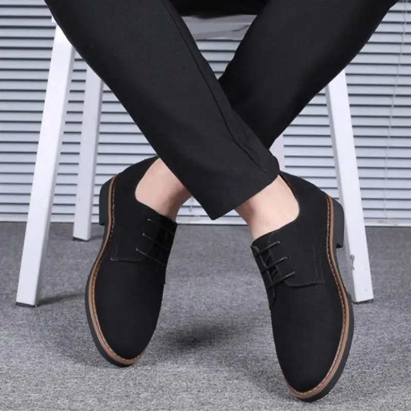 Men Suede Shoes Lace Up Blue Oxford Shoes for Men Flats 2023 Fashion Men Sneakers Autumn Breathable Comfortable Casual Men Shoes