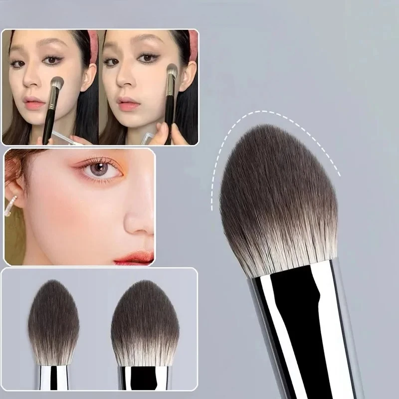 1/2Pcs Peach Heart Blusher Brush - Small Flat Precise for Powder/Cream/Liquid Blush, Makeup Tool