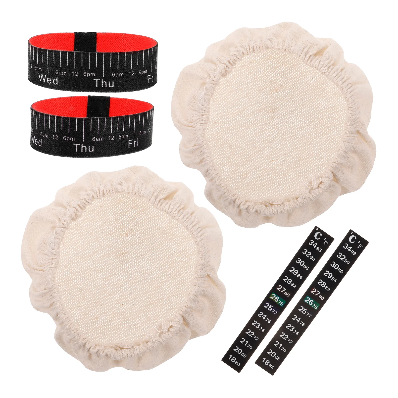 

Sourdough Fermentation Jar Accessories Kit Cloth Cover Thermometer Strip Date B for 24 Oz Yeast Jar Baking Home Starter