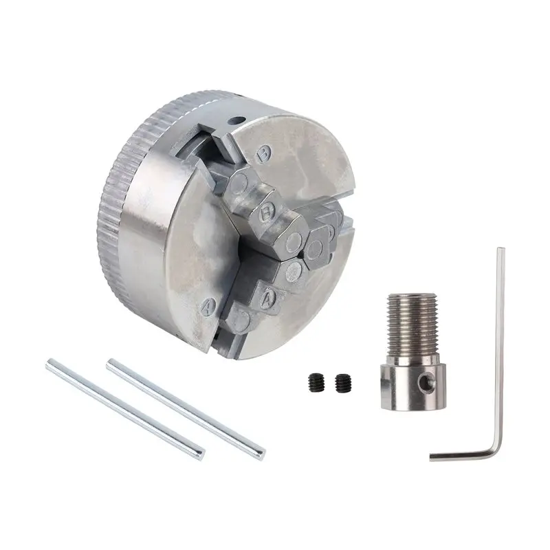 AS60-Z011 Extension Three Jaw Chuck Mini Lathe Chuck Set And Connecting Rod For DIY For Bench Buffer Polishing Machine