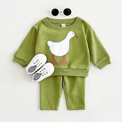 Autumn Infant Baby Outfit Boys Girls Cotton Clothes Sports Set Comfortable Cartoon Animals Pullover Sweatshirts+Loose Pants