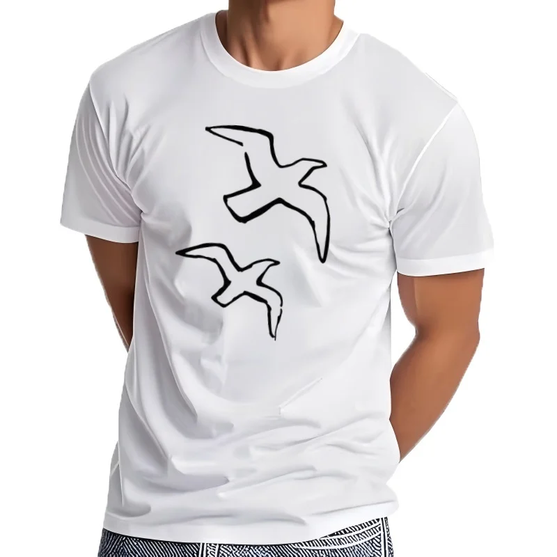 Camisetas de algodón con desig de panjaros en vuelo para hombre y mujer، ropa graphfica، Top de manga corta، cam #3
