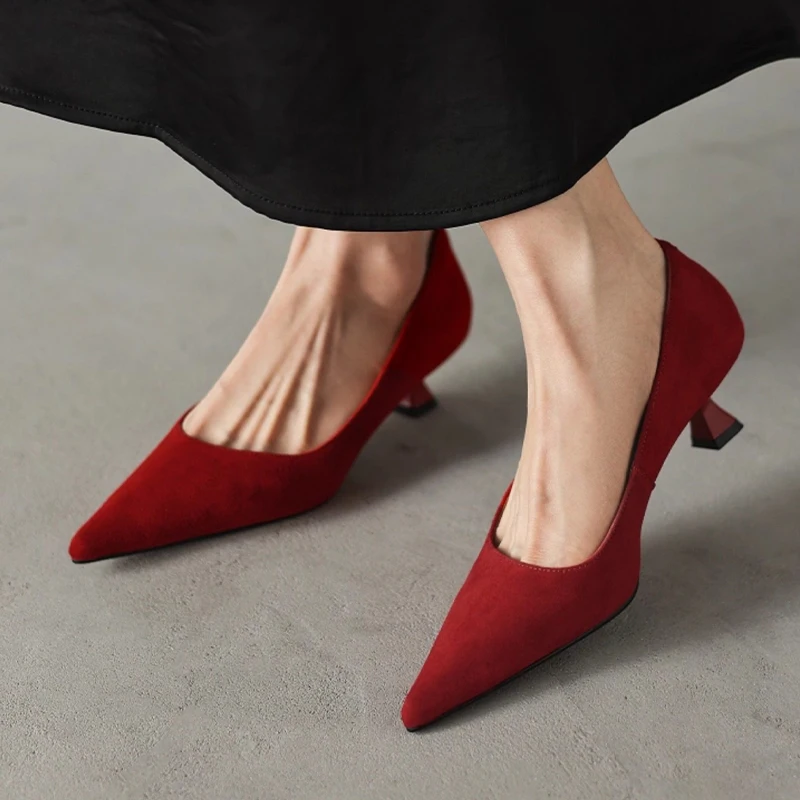 

Pointed Toe Women Heels Shoes Suede Shallow Fashion Sexy Shoes Spring 2026 New Designer Pumps Elegant Dress Party Femme Zapatos