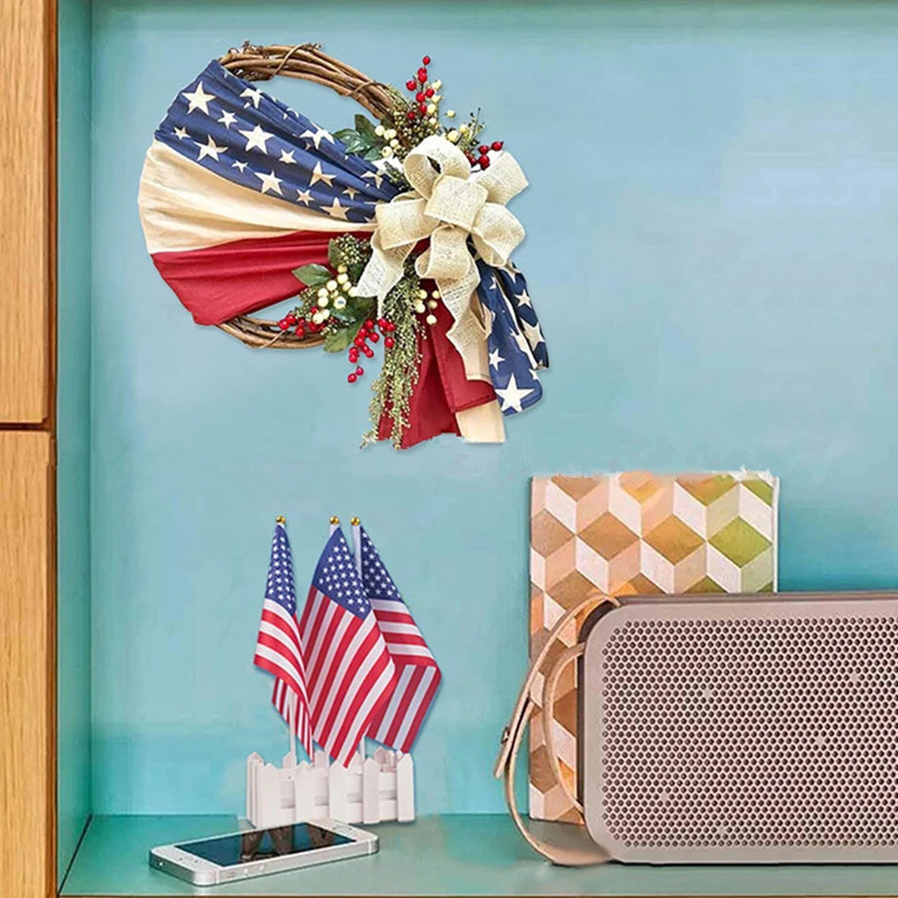 

Patriotic Wreath Decoration Hydrangea Outdoor Wreaths American Pendant Independence Day Holiday Home Decor Mall Bar Photo Props