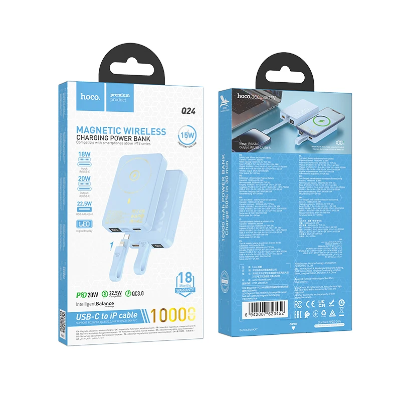 Imagem -06 - Hoco-pd Banco de Carregamento Rápido Bateria Externa para Celular Powerbank Magnético para Iphone 15 14 13 Xiaomi 14 20w 10000mah