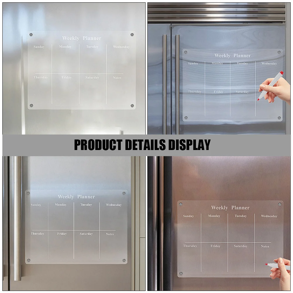 

Magnetic Dry Erase Board Reusable Planning Board for Fridge Clear Writing Surface Refrigerator Message Organizer Kitchen