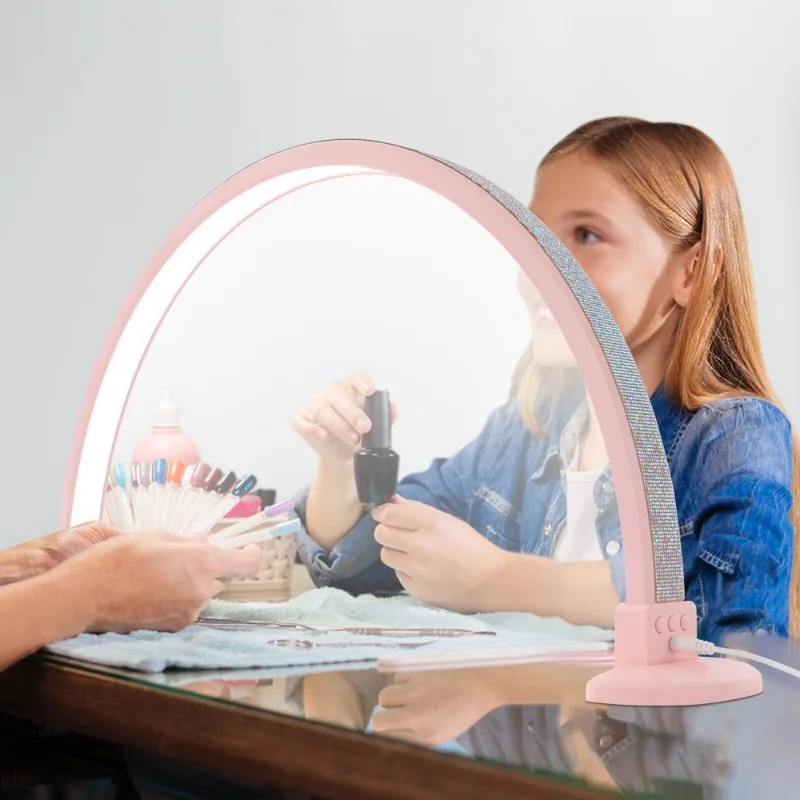 48W akumulatorowa regulowana jasność suszarka do paznokci półksiężycowa lampa do paznokci Manicure LED lampa do makijażu oświetlenie brwi światło