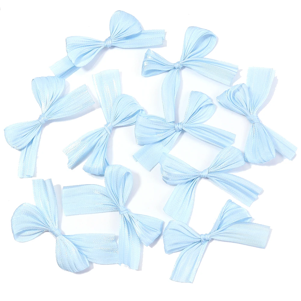10 Stuks 4x5.5cm Parelmoer Satijnen Lint Strikken Kleurrijke Vouw Kleine Strik Voor Geschenken Bloem Verpakking Deco DIY Bruiloft decor