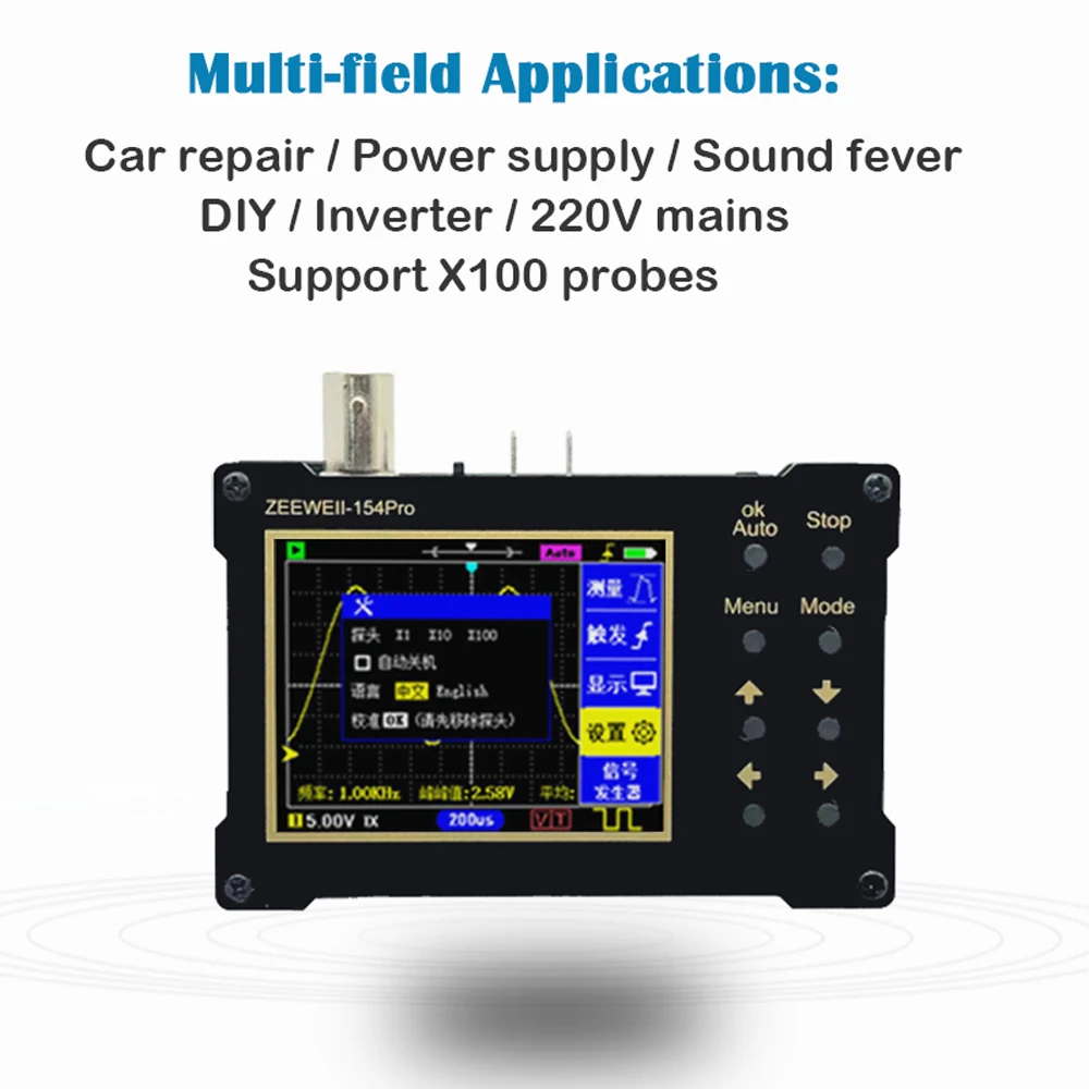 ZEEWEII DSO154Pro 320*240 Resolution 2.4in TFT Color Screen Digital Oscilloscope 40MSa/s Sampling Rate Support Signal Generator