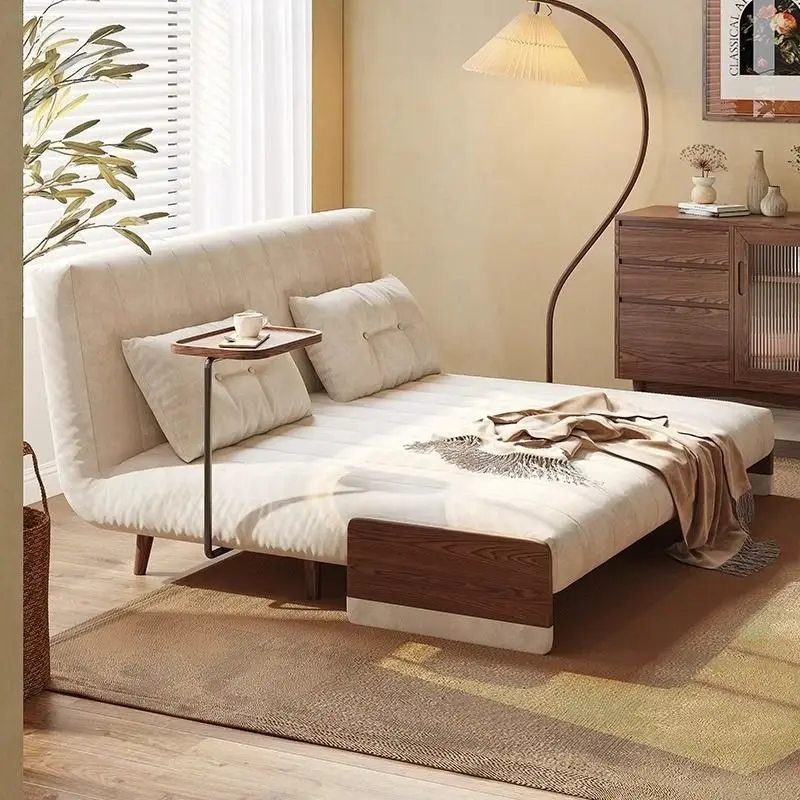 Japanese-style foldable dual-purpose small apartment living room balcony multi-functional retractable simple sofa
