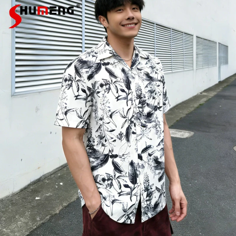

Men's 2026 Summer New Fashion Loose Comfort Short Sleeve Floral Shirts Men's Trendy Shirts Male Elegant Stylish Handsome Tops