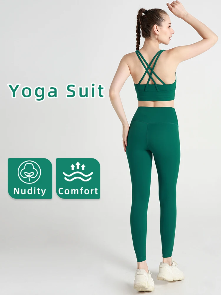 Summer New 2 Piece Yoga Clothes Women's Sports Suits Gym Clothing Yoga Bra Seamless Leggings Running Women Pant Suit