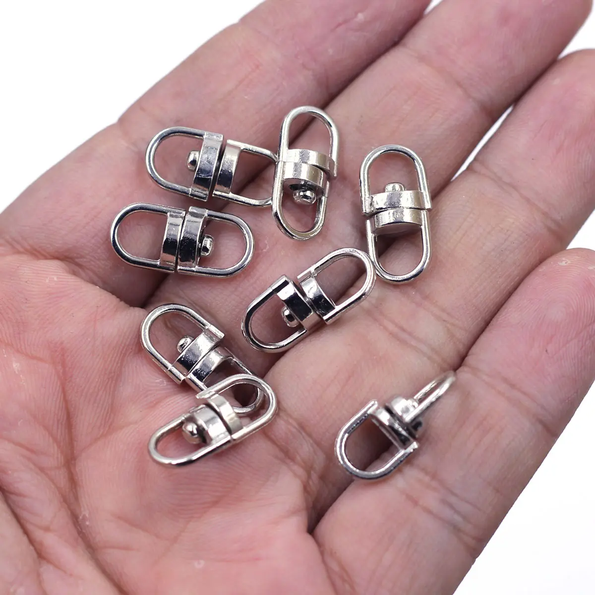 Connectors Swivel Key Ring Holder Whirl Trigger Clip Clasps Keychain Buckles Silver Tone 19x8mm