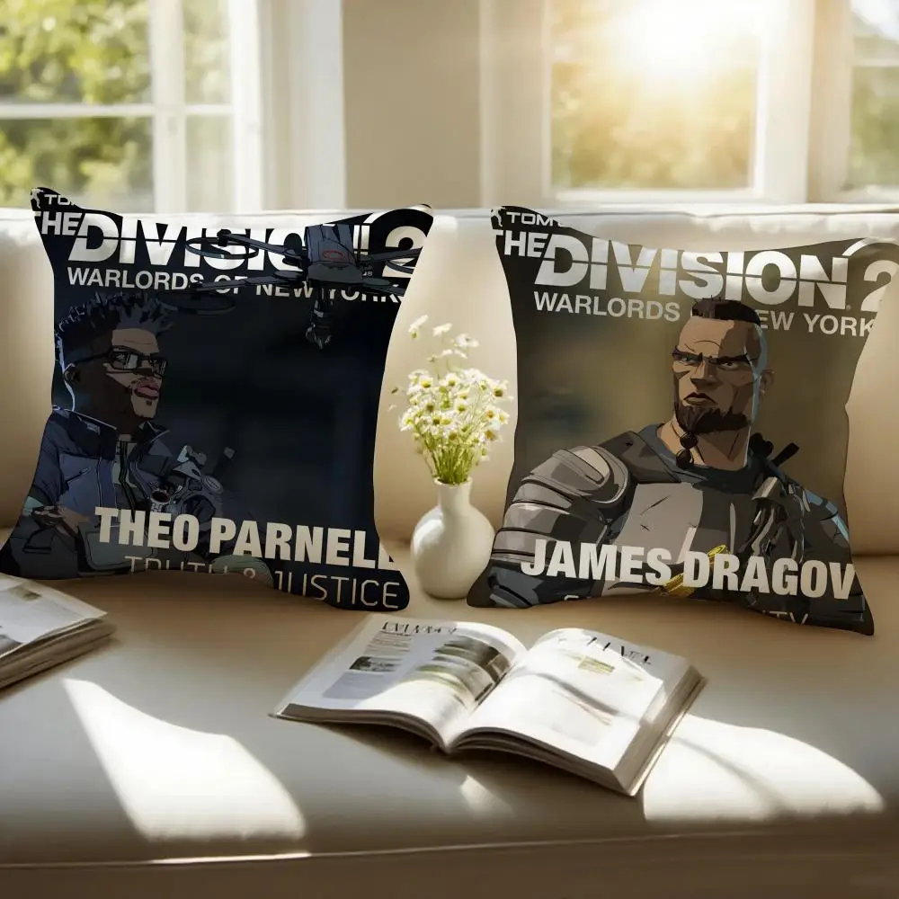 tom clancy's the division 2 Pillow Case Anti-dustmite Pillowcase Invisible zipper silky short plush Sofa cushion cover
