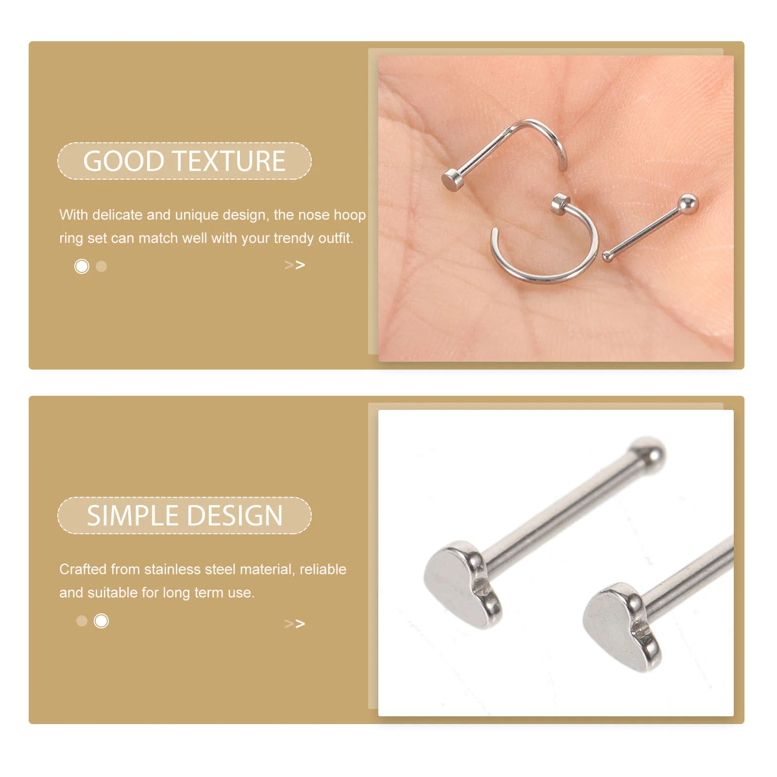 21 قطعة مجموعة حلقات الأنف من الفولاذ المقاوم للصدأ حلقات الأنف للنساء مجوهرات ثقب الجسم تصميم فريد من نوعه ثقب الموضة