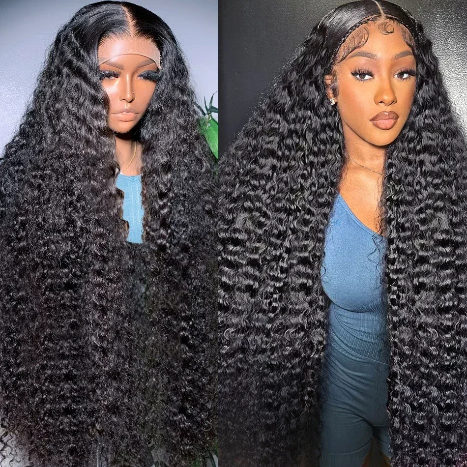 Perucas frontais do laço da onda profunda frouxas para mulheres negras, cabelo humano encaracolado, cabelo do Bling, 13x4 13x6, 30 ", 36", 200 densidade