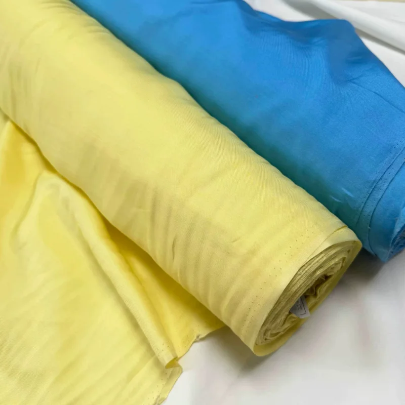 

Blue Solid Twill Silk Cotton Fabric Mulberry Silk Satin Matte Lining Shirt Dress Tablecloth Curtains DIY Home Craft Material
