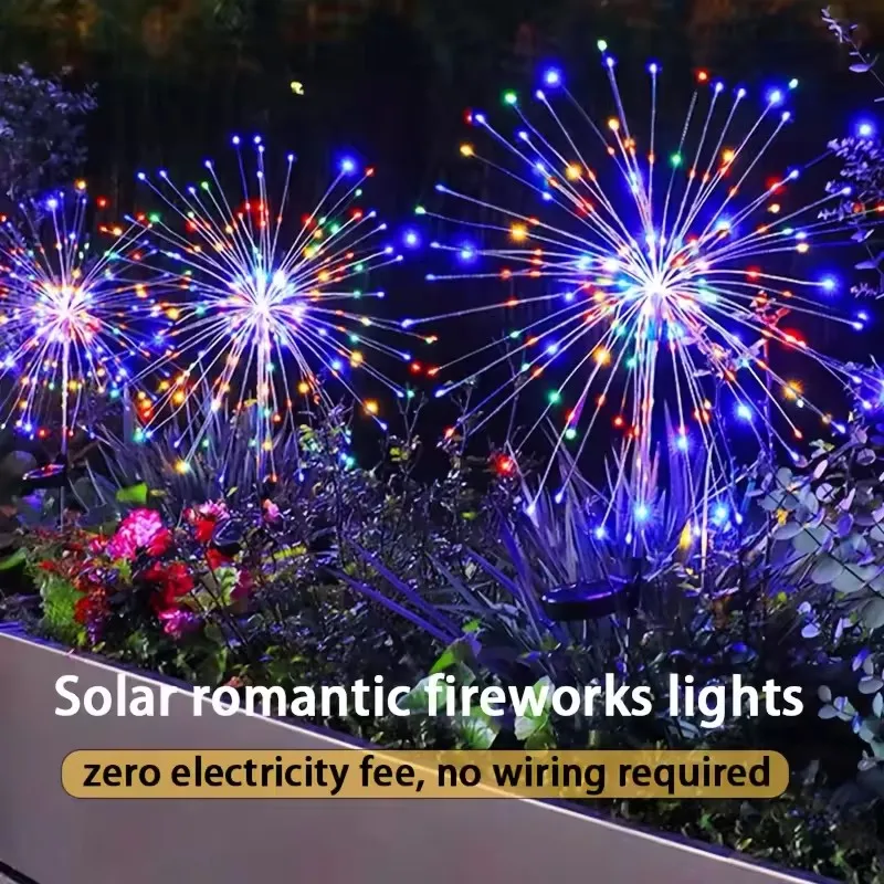 

Solar Garden Fireworks Light 90 LED Outdoor Decoration 8 Lighting Modes DIY Starburst Lamp Holiday Party Fairy Lights String