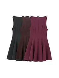 Women's Flared Mini Dress, Boat Neck, Sleeveless, Female Dresses, Chic Fashion