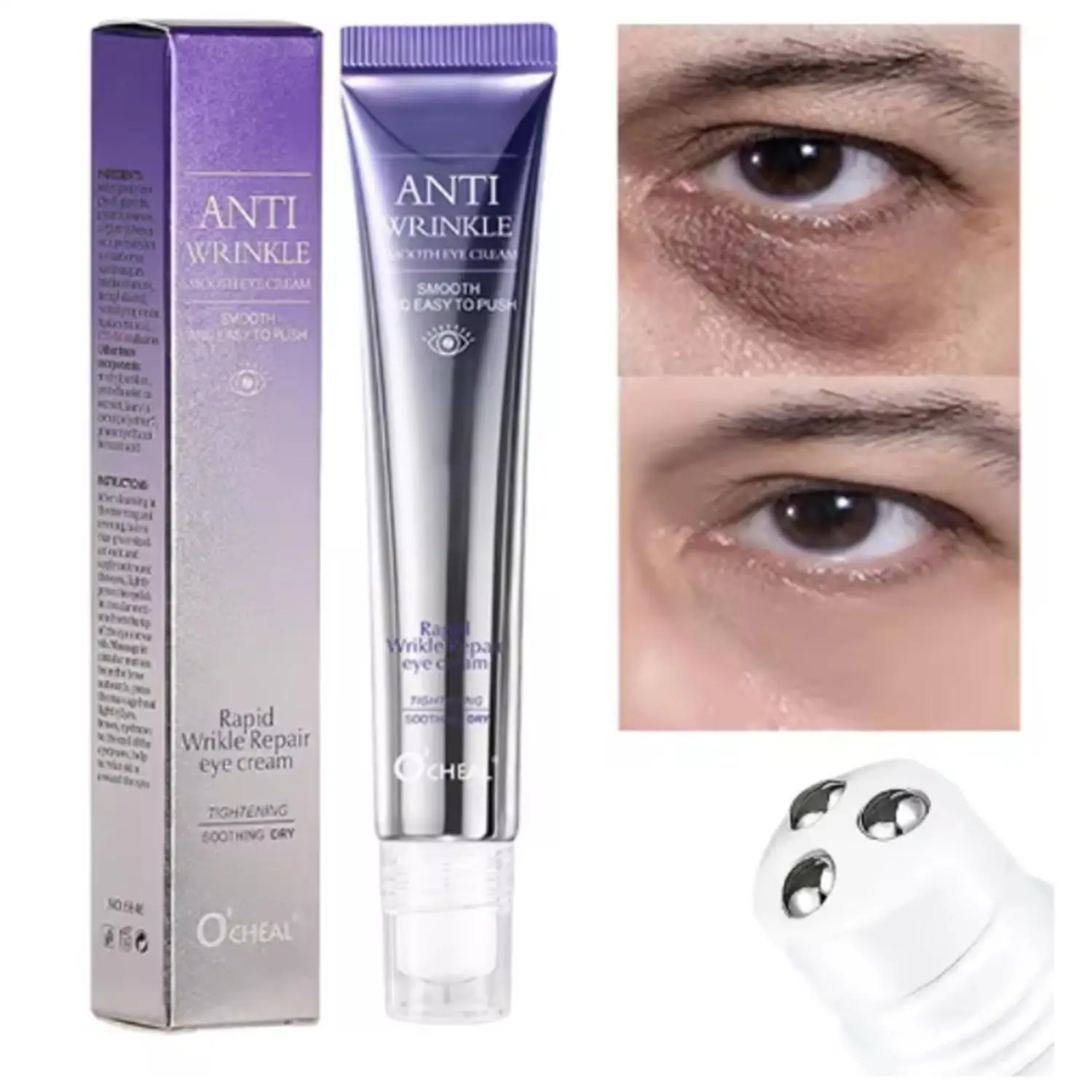 Anti Wrinkle Anti Dark Circle Eye Cream Roller Massager Moisturizing Eye Bags Anti Aging Hyaluronic Acid Eye Skin Care