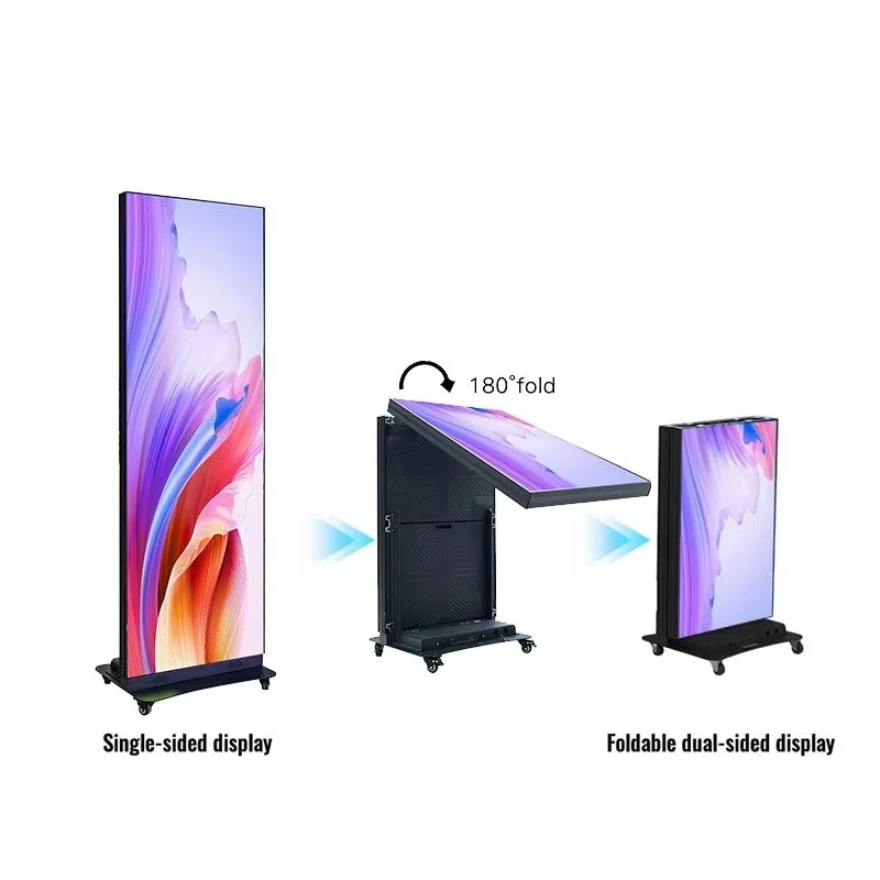 Indoor HD LED Poster Screen Foldable Electronic Full Color Movable Commercial Advertising Display for Shopping Mall Customizable