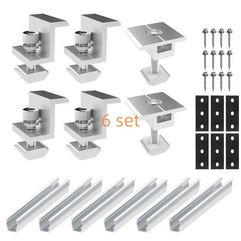 

Free Shipping Solar Panel Mount Bracket Clamps Module Middle Clip PV Solar Panel Holder For Mounting Rail End Clip 10 Kit