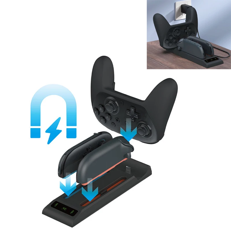 3 في 1 جهاز شحن محطة مهد لنينتندو سويتش 2 NS2 Joy-con Switch 2 Pro تحكم شاحن مؤشر LED لإمداد الطاقة #1