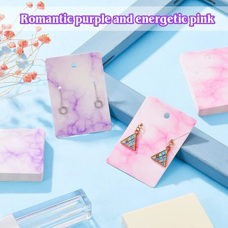 Marble Earring Necklace Display Card Set Include Jewelry Display Cards Self-Seal Bags Earring Backs for Earring Packing