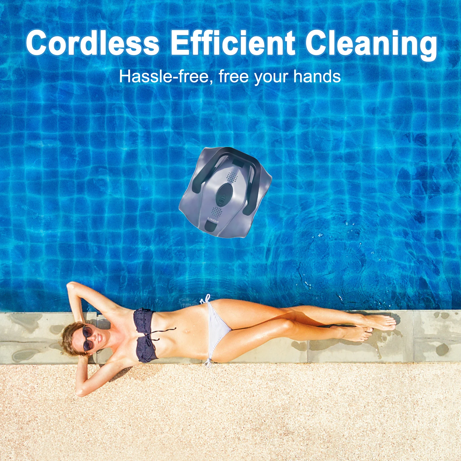 28W Robotic Pool Cleaner for Flat Ground IPX8 Waterproof Automatic Robotic Pool Cleaner Cordless Robotic Pool Vacuum