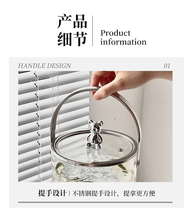 Household cold water kettle with faucet, beverage bucket, large capacity cold water kettle set, glass fruit tea bucket,